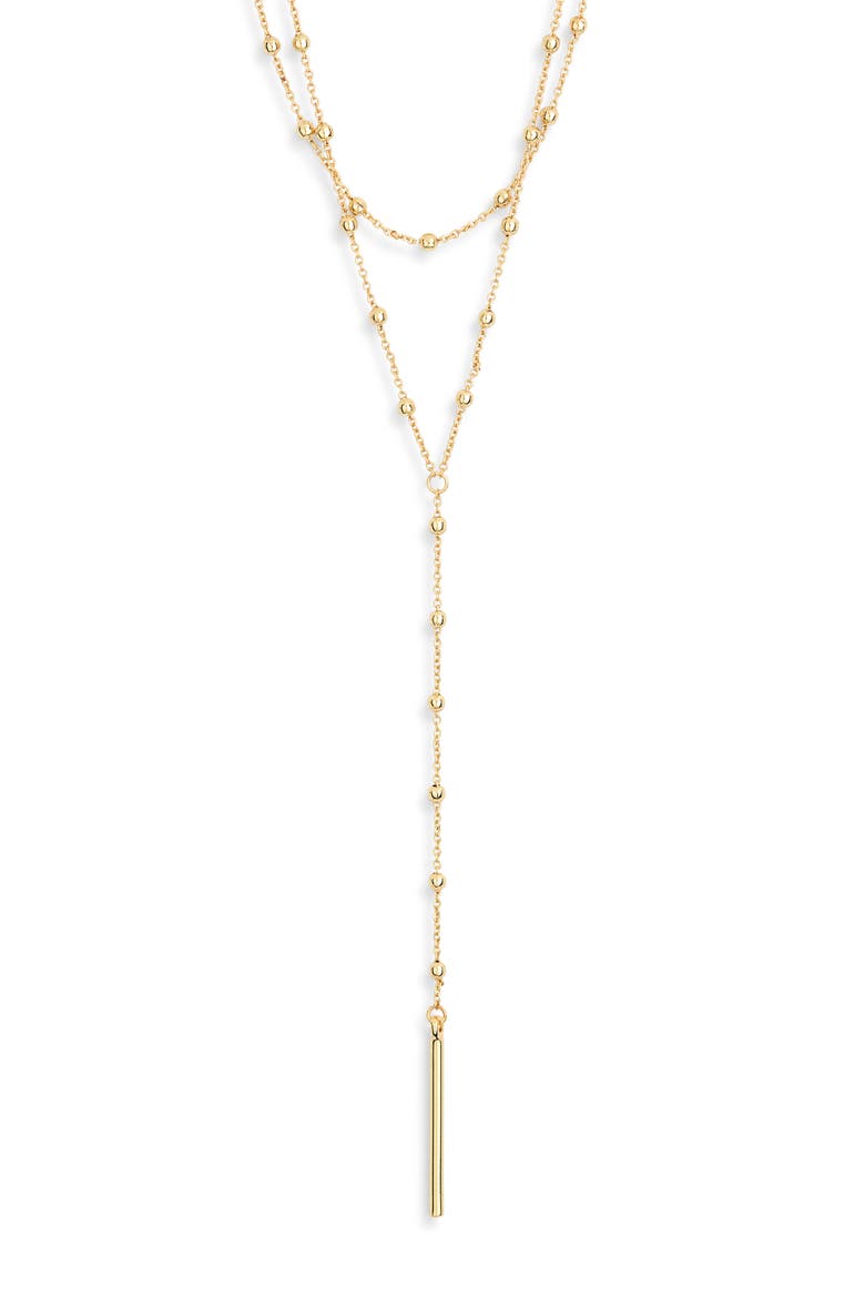 Demi Fine Ball Bead Y Necklace, Main, color, GOLD