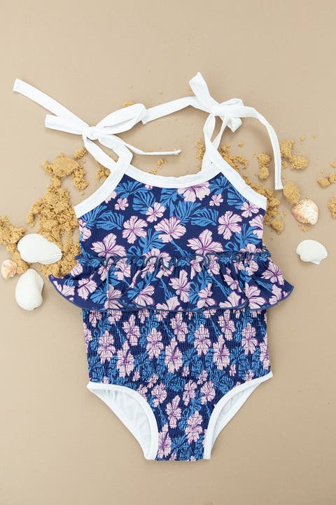 Twilight Blossoms Smocked One Peice Swimsuit