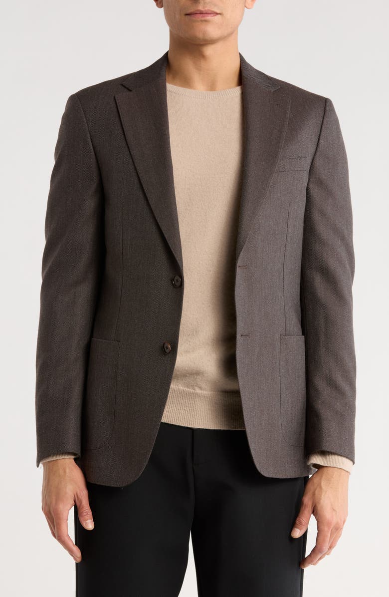 Calvin Klein Herringbone Two-Button Sport Coat, Main, color, Brown
