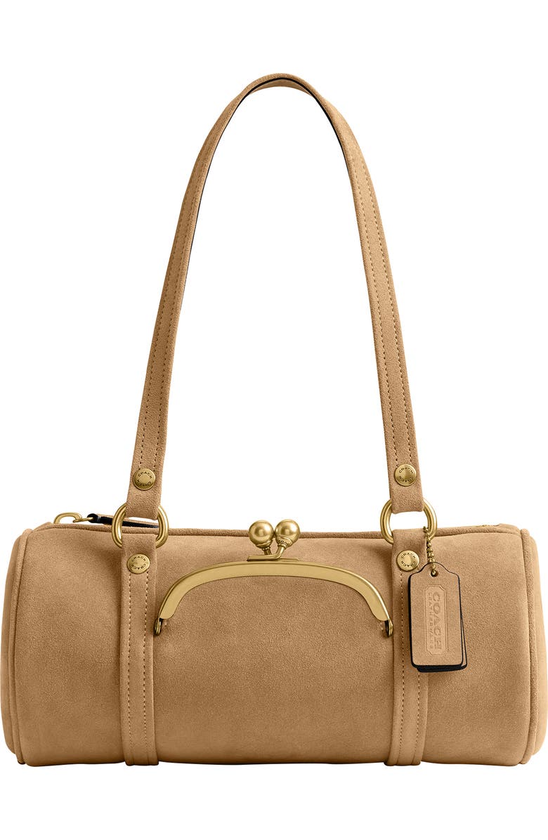 COACH Kisslock 28 Leather Barrel Bag, Main, color, Soul