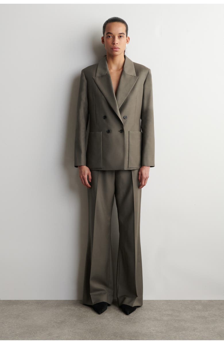 COS Tailored Wool-twill Bootcut Trousers, Main, color, Taupe