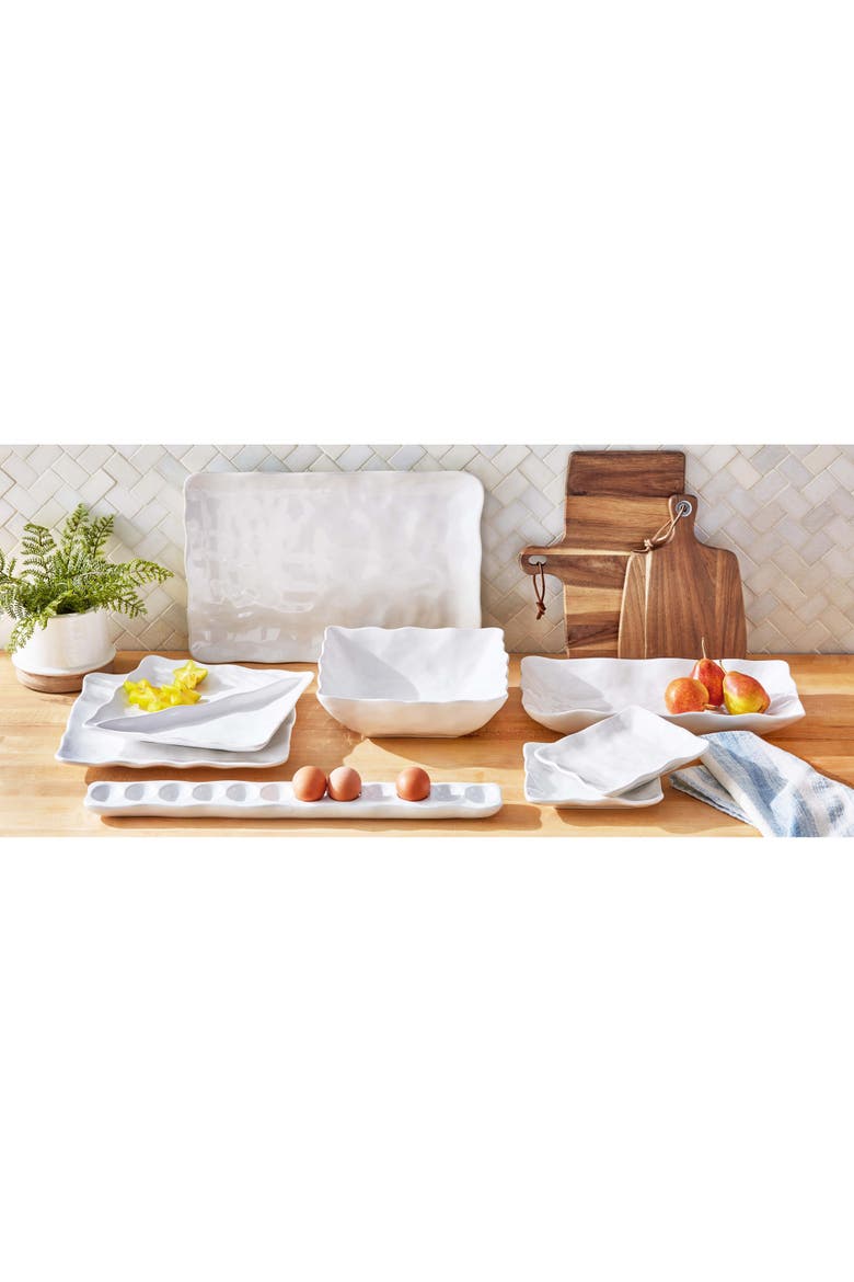 Formoso White Stoneware Rectangular Serving Tray Dishwasher Safe, Alternate, color, White