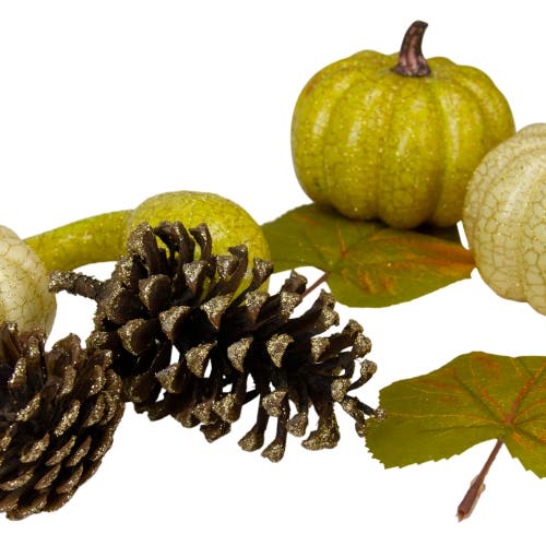 Northlight Crackled And Glittered Fall Harvest Pumpkin And Pine Cone Decoration Set In Multi