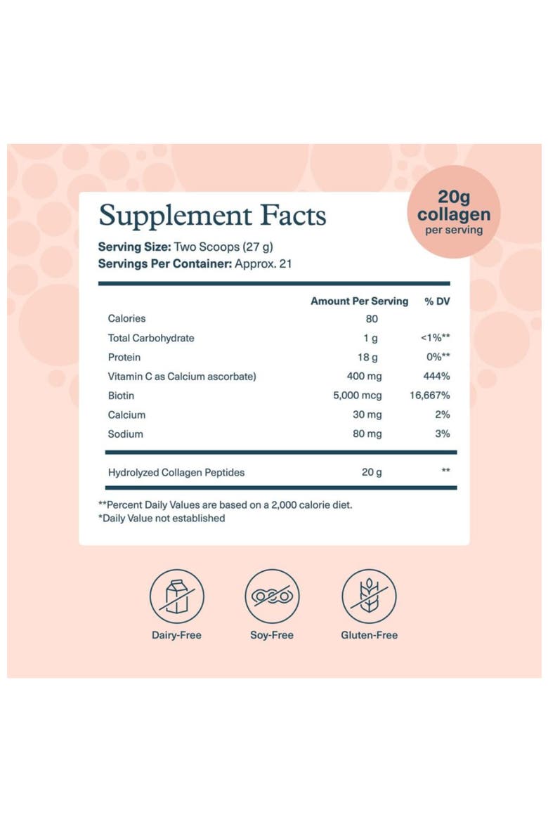 Premium Hydrolyzed Collagen Powder with Vitamin C and Biotin 20 oz, Alternate, color, None