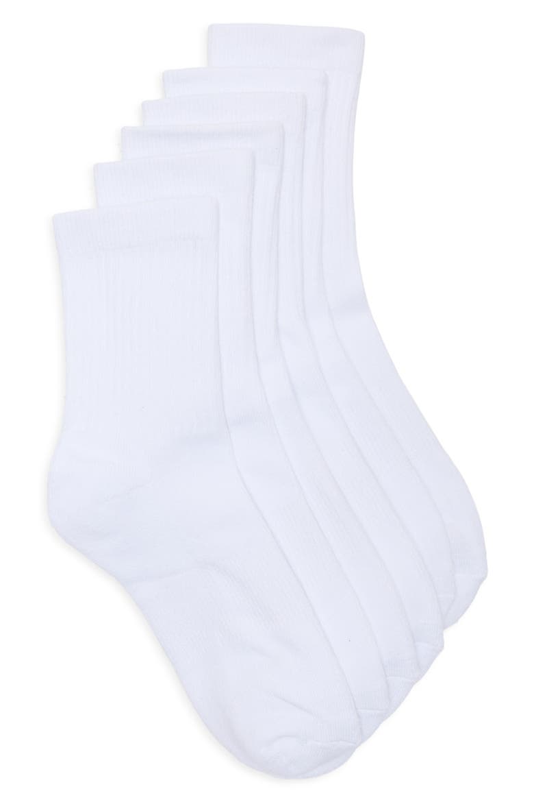 Everyday 3-Pack Demi Crew Socks, Main, color, WHITE