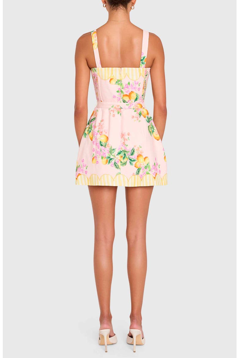 Judie Lemon Print Belted Linen Blend Romper, Alternate, color, LIMONCELLO PRINT