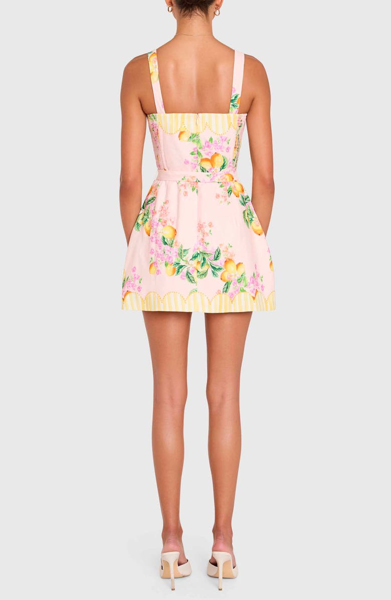 Amanda Uprichard Judie Lemon Print Belted Linen Blend Romper, Alternate, color, Limoncello Print