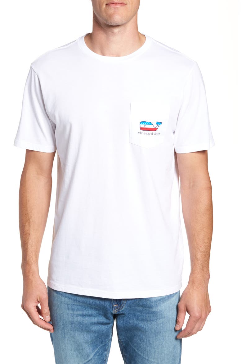 Whaley USA Whale Fill Pocket T-Shirt, Main, color, WHITE CAP