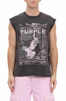 PURPLE BRAND Textured Jersey Sleeveless Graphic T-Shirt