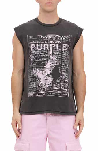 PURPLE BRAND Textured Jersey Sleeveless Graphic T-Shirt
