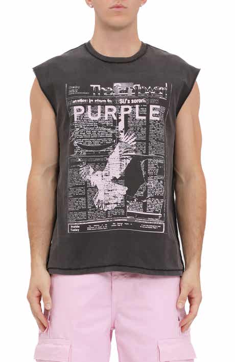PURPLE BRAND Textured Jersey Sleeveless Graphic T-Shirt