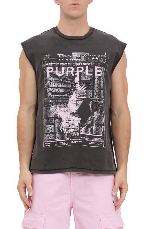 Purple Brand Textured Jersey Sleeveless Graphic T-shirt In Gray