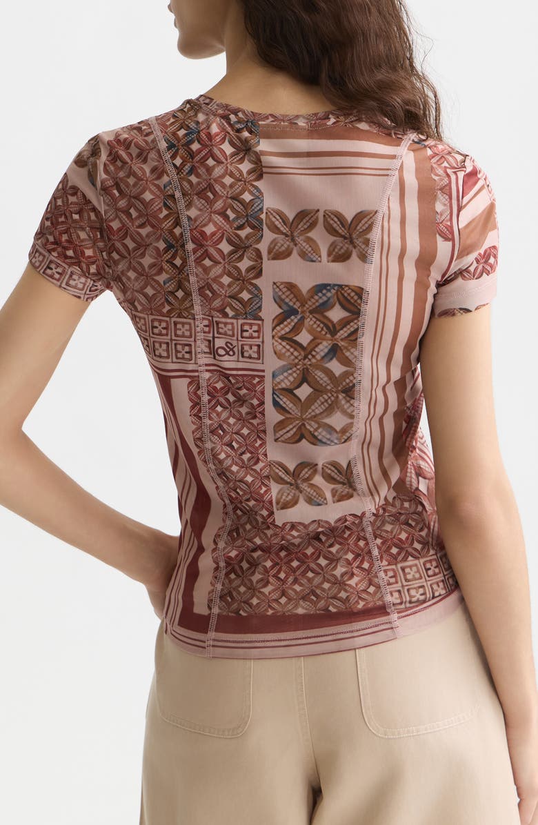 Scotch & Soda Slim Fit Printed Mesh T-Shirt, Alternate, color, Tiles Foulard Rosedust