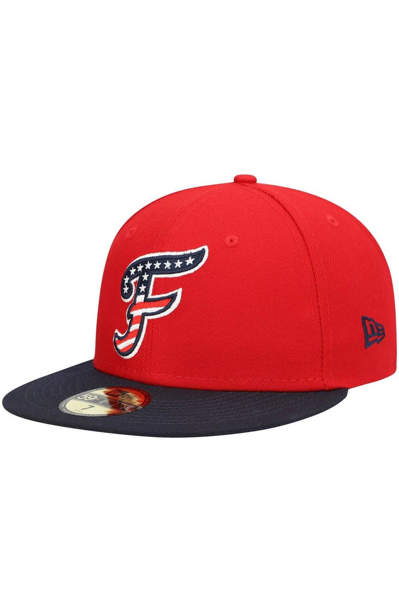 New Era Men's New Era Red Fredericksburg Nationals Alternate Authentic Collection 59FIFTY Fitted Hat, Alternate, color, Red