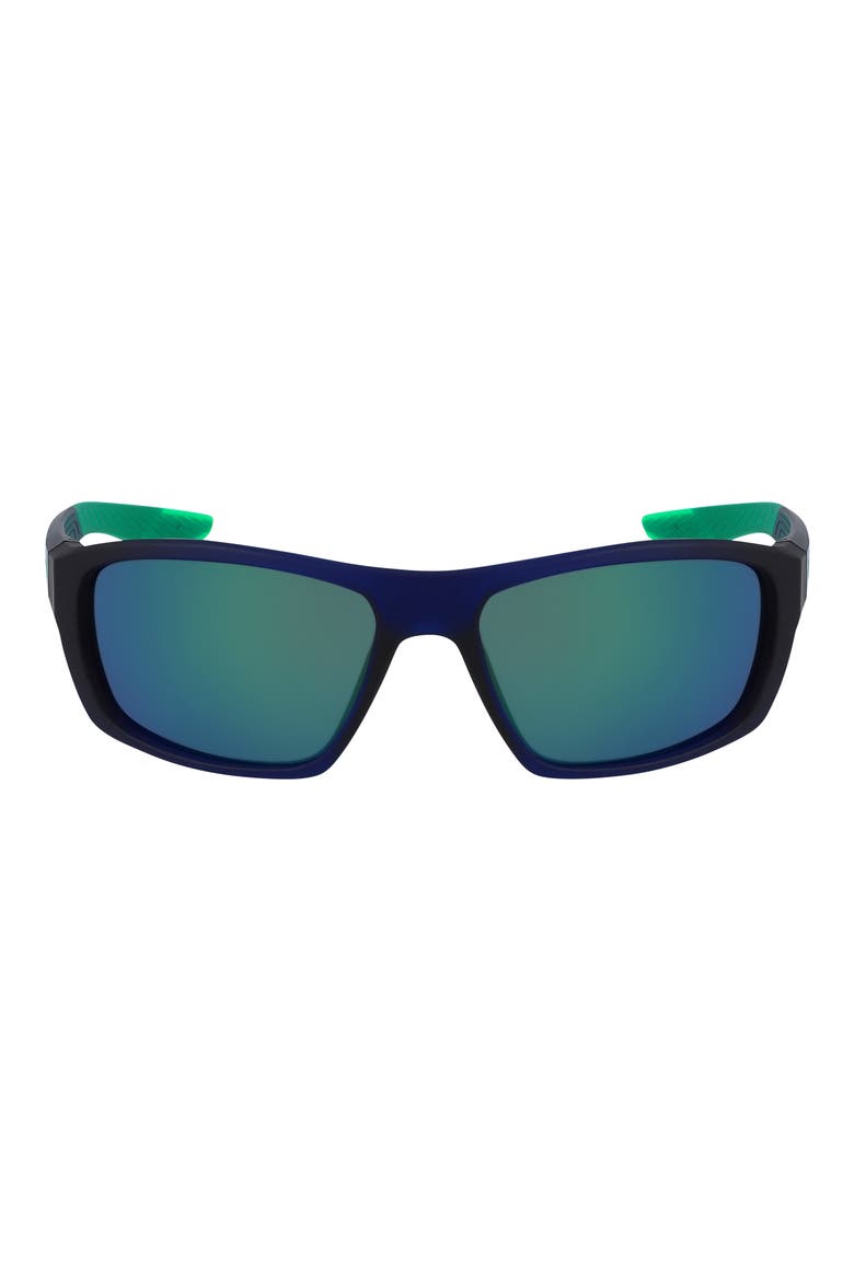 Brazen Boost Wraparound Sunglasses, Main, color, DARK OBSIDIANN/ LIGHT GREEN