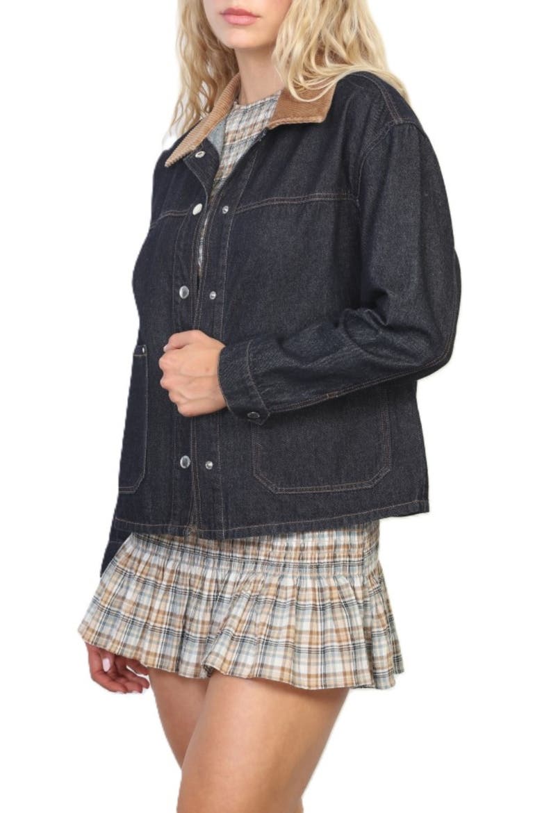 Corduroy Collar Denim Chore Jacket, Alternate, color, DARK INDIGO