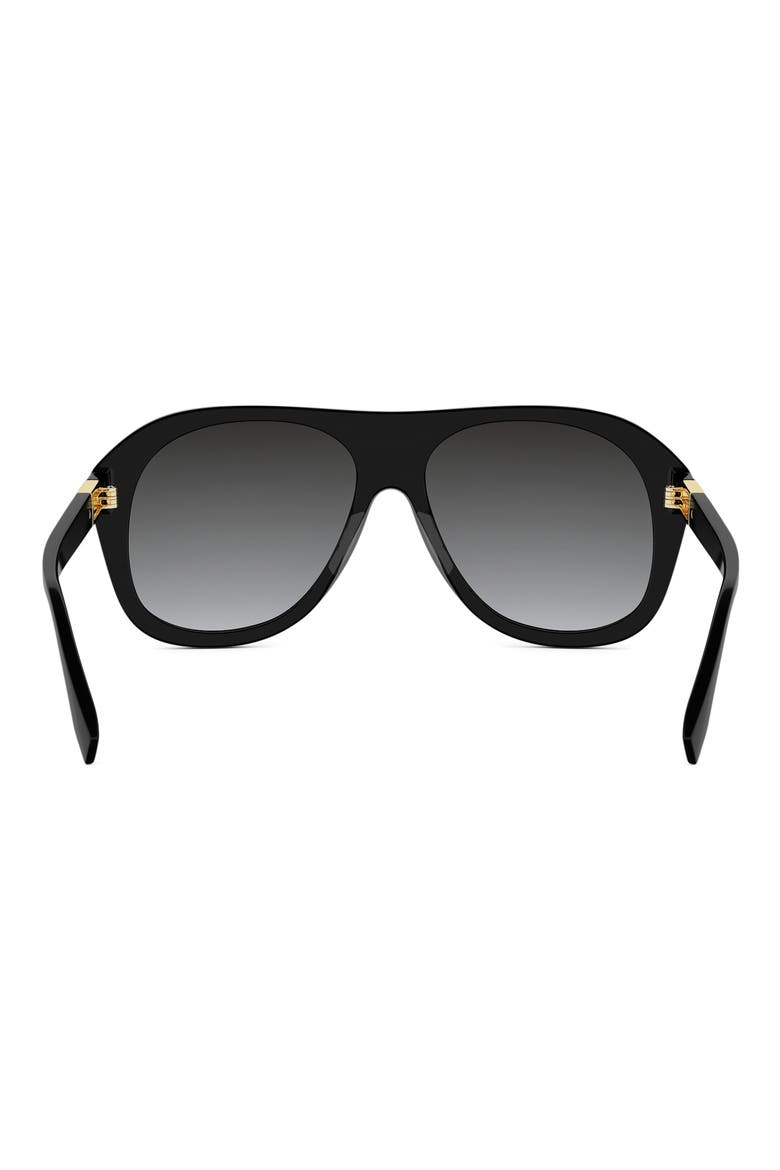 Baguette 57mm Gradient Square Sunglasses, Alternate, color, SHINY BLACK / GRADIENT SMOKE