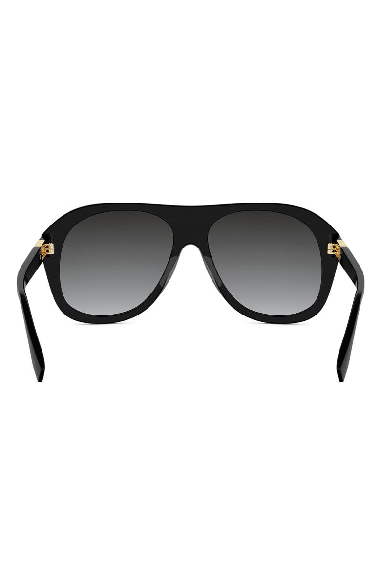 Fendi Baguette 57mm Gradient Square Sunglasses, Alternate, color, Shiny Black / Gradient Smoke
