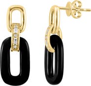 EFFY Onyx & Diamond Link Drop Earrings - 0.08ct.