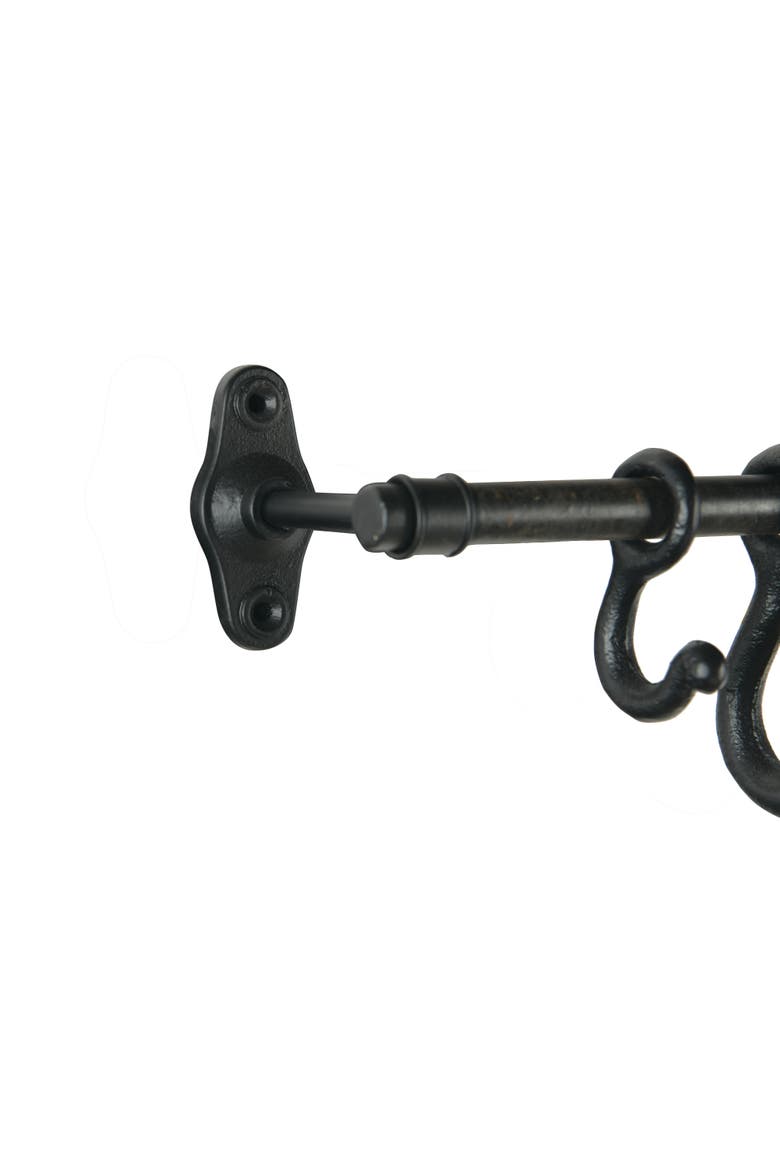 Decorative Forged Metal Wall Rod with 18 Hooks, Alternate, color, Black