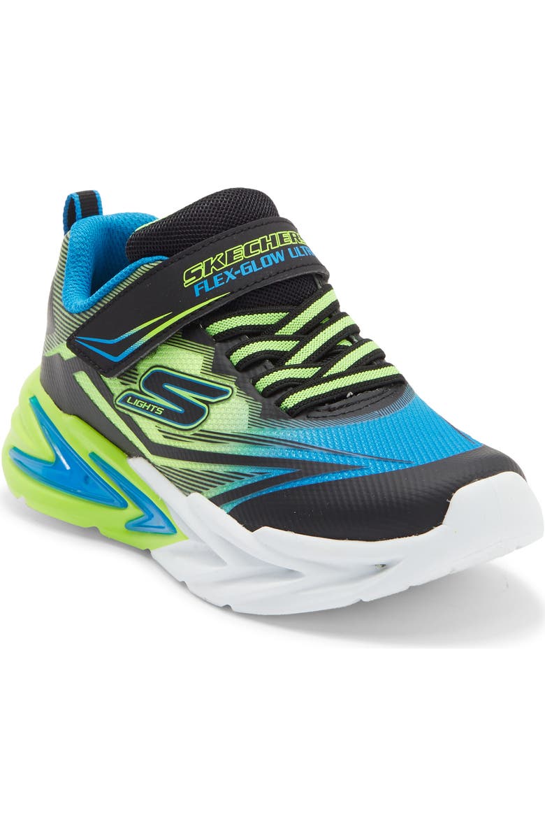 SKECHERS Kids' S-Lights<sup>®</sup> Flex-Glow Ultra Sneaker, Main, color, Black/ Blue/ Lime
