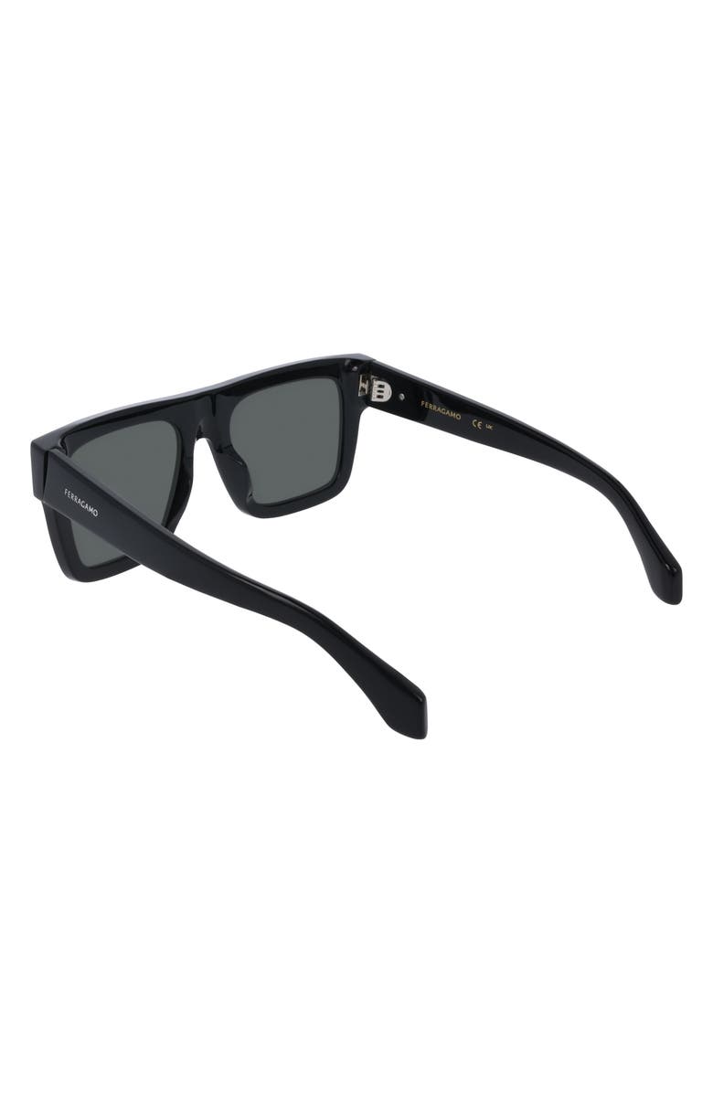 FERRAGAMO 53mm Square Sunglasses, Alternate, color, Black