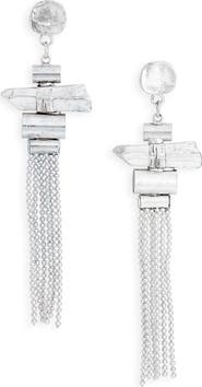 Karine Sultan Geometric Tassel Drop Earrings