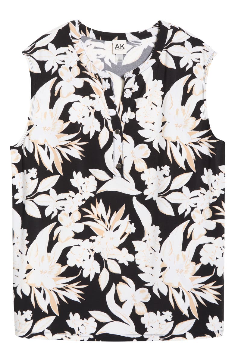 AK ANNE KLEIN Floral Sleeveless Knit Top, Alternate, color, Anne Black Multi