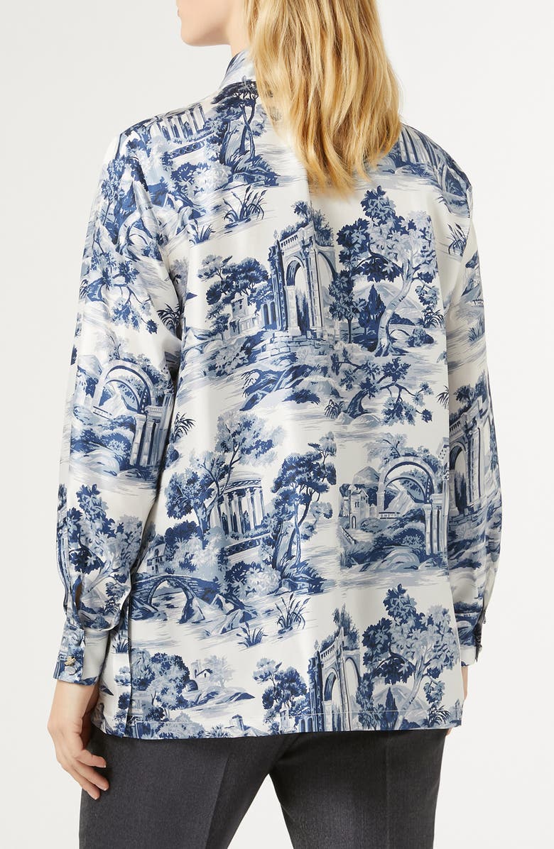Marina Rinaldi Nespola Toile Silk Button-Up Shirt, Alternate, color, 