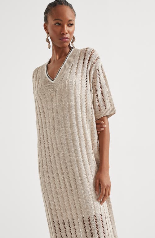 Brunello Cucinelli Dazzling Dress In Cool Beige