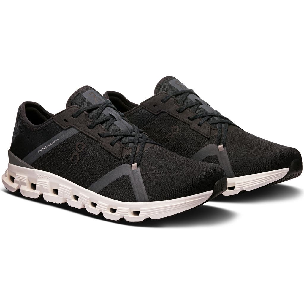 On Running Sneakers Cloud X 4 Ad On In Mesh Riciclato In Black/asphalt