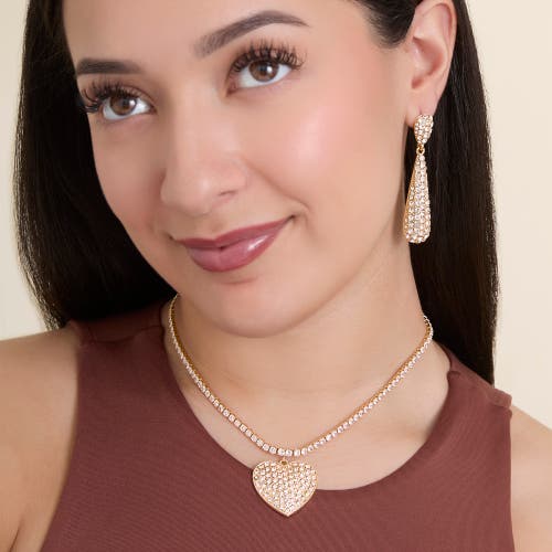 Jessica Simpson Gold-tone Heart Pendant Link Chain Necklace In Gold