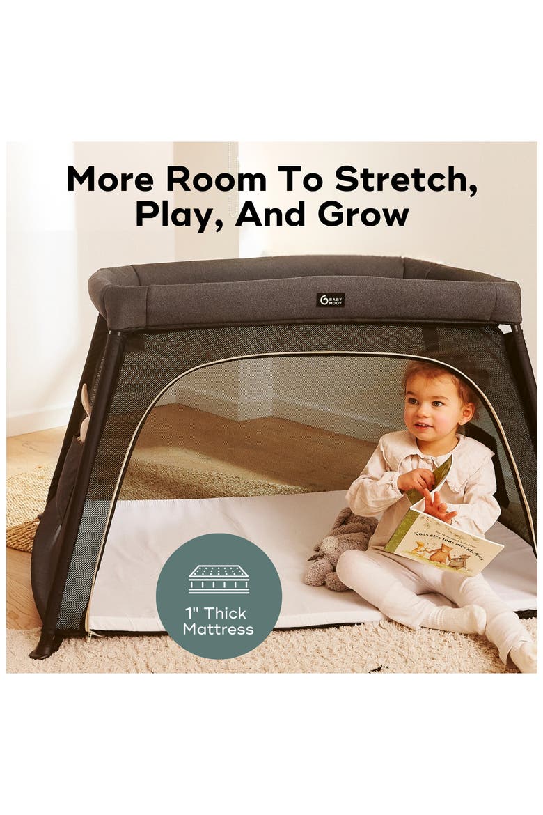 Moov and Comfy 3-in-1 Travel Crib and Playard, Alternate, color, CHARCOAL