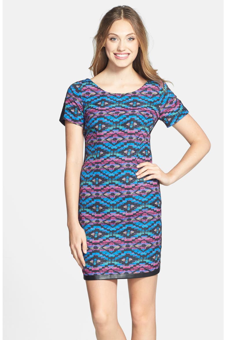Print Faille Shift Dress, Main, color, ZIG ZAG PRINT