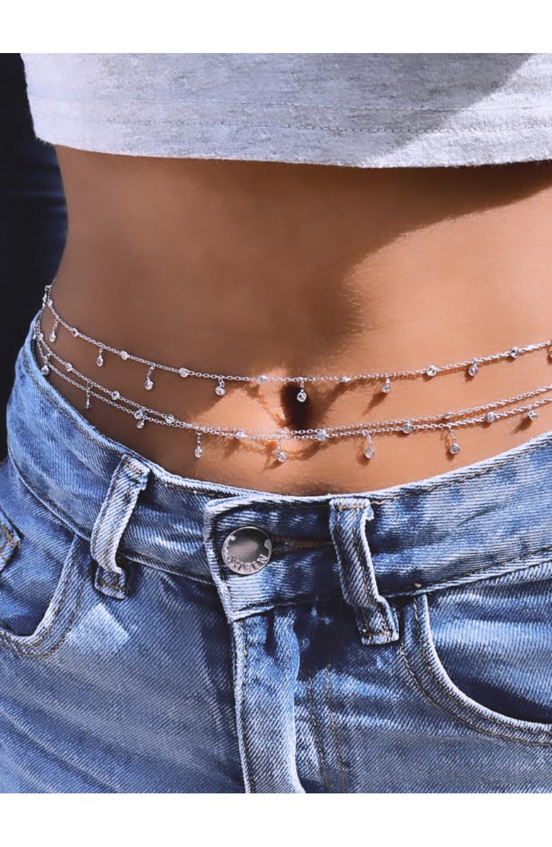SHYMI Cubic Zirconia Belly Chain, Alternate, color, Silver