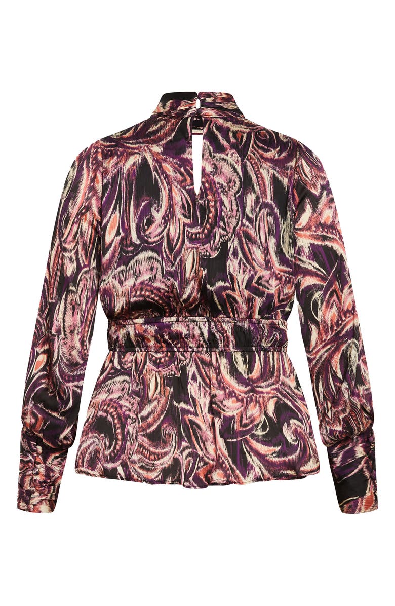 City Chic Della Print Keyhole Top, Alternate, color, Paisley