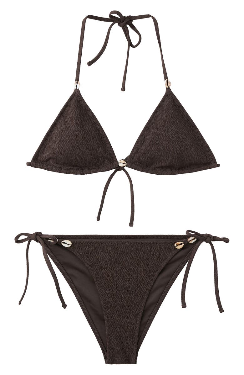 MANGO TEEN Shells Textured Two-Piece Swimsuit, Alternate, color, Brown