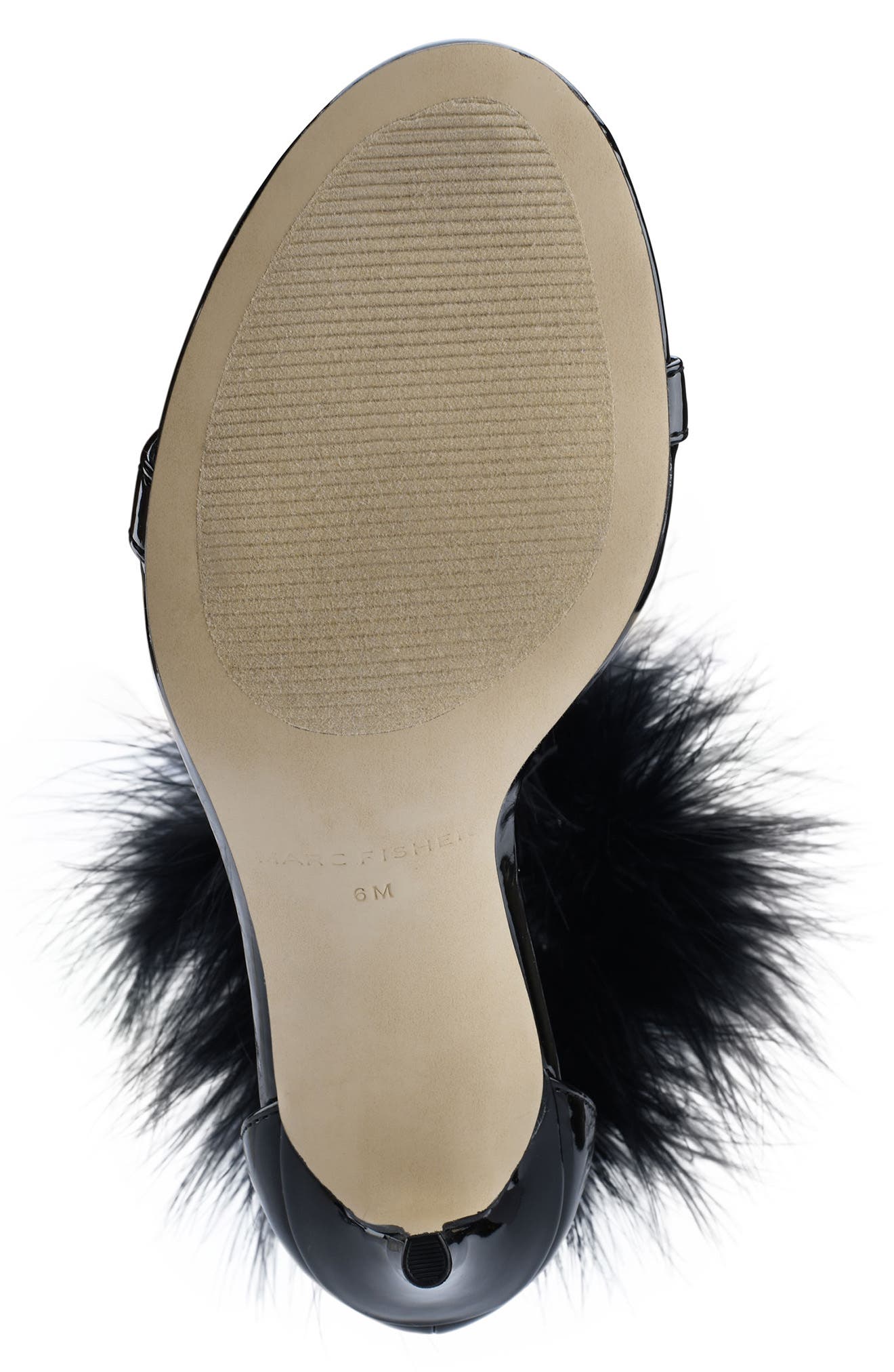 Marc Fisher Genivy Feather Ankle Strap Stiletto Sandal, Alternate, color, 