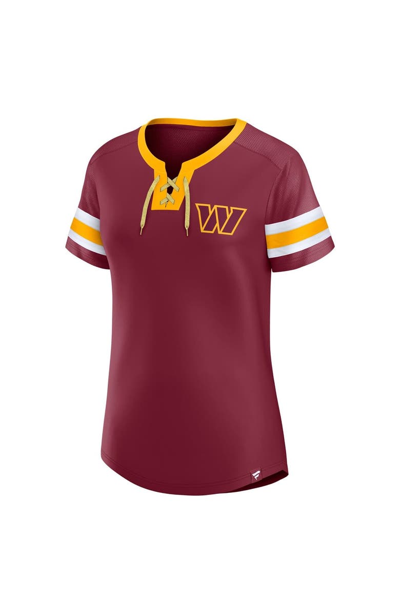 FANATICS Women's Fanatics  Garnet Washington Commanders Lace-Up Bling T-Shirt, Alternate, color, Garnet