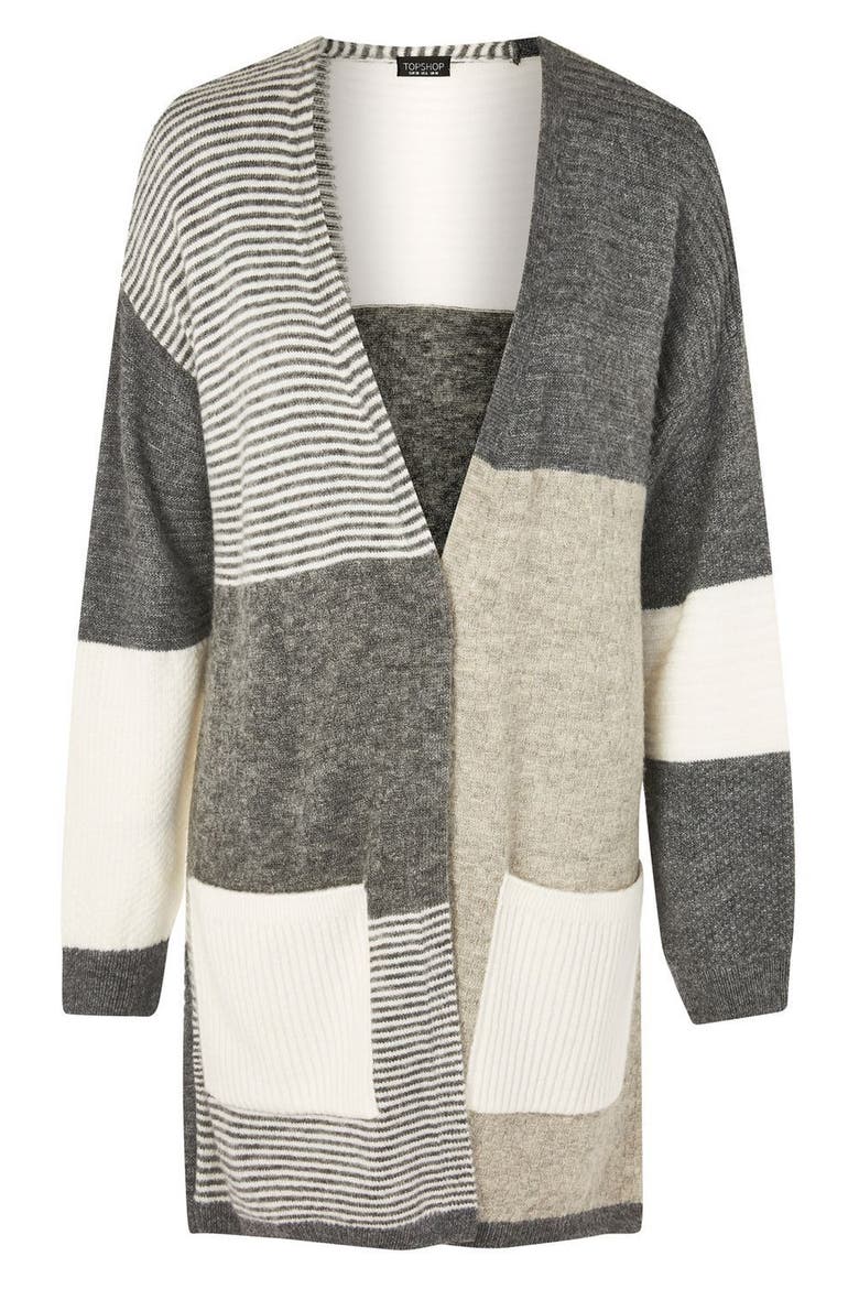 Patchwork Marled Cardigan, Alternate, color, GREY