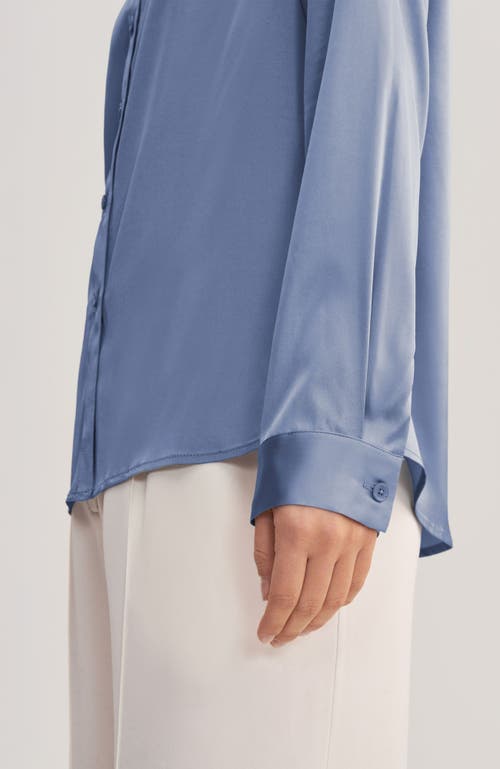 Lilysilk Long Sleeves Collared Silk Blouse In Blue