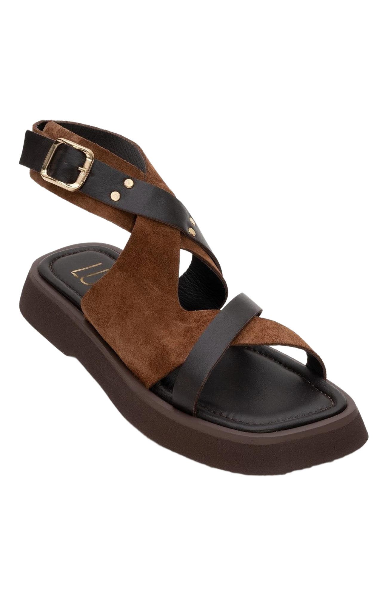 Forever 
Always Shoes Minnea Suede Leather Sandal, Main, color, Brown Suede Leather