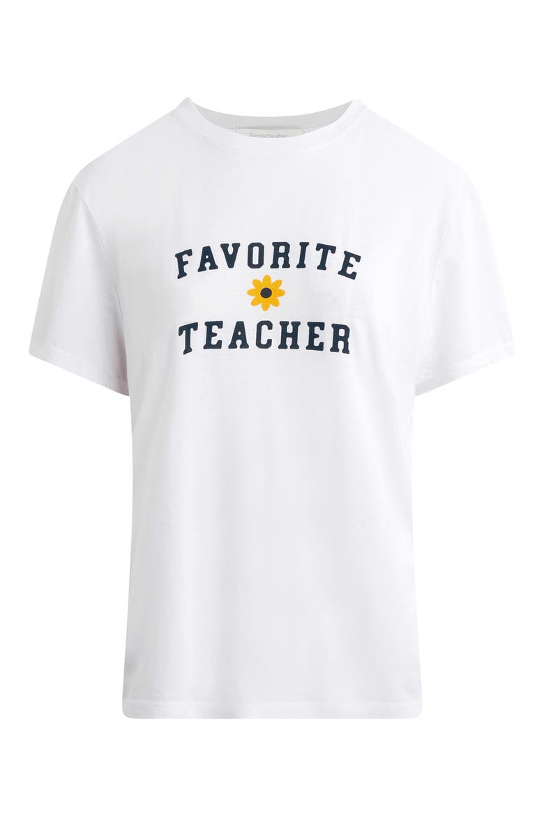 Favorite Teacher Graphic T-Shirt, Main, color, WHITE/ NAVY/ FLOWER