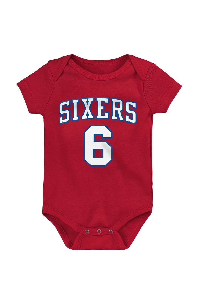 Mitchell & Ness Infant Mitchell & Ness Julius Erving Red Philadelphia 76ers Hardwood Classics Name & Number Bodysuit, Alternate, color, 