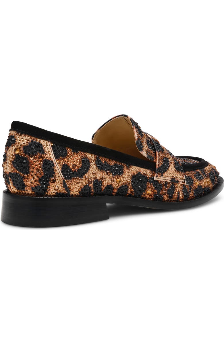 Betsey Johnson Canne Rhinestone Floral Penny Loafer, Alternate, color, Leopard