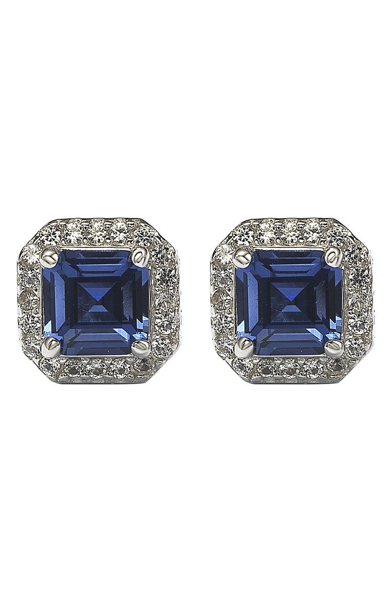 SUZY LEVIAN Sterling Silver Sapphire Asscher Cut Stud Earrings, Main, color, Blue