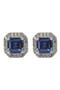 Sterling Silver Sapphire Asscher Cut Stud Earrings