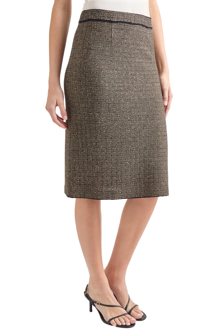 Knit Pencil Skirt, Alternate, color, BLACK/ GOLD