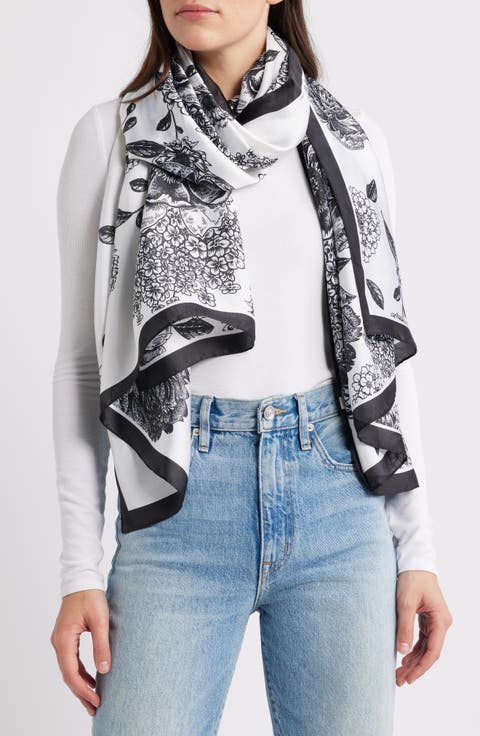 Floral Print Satin Scarf
