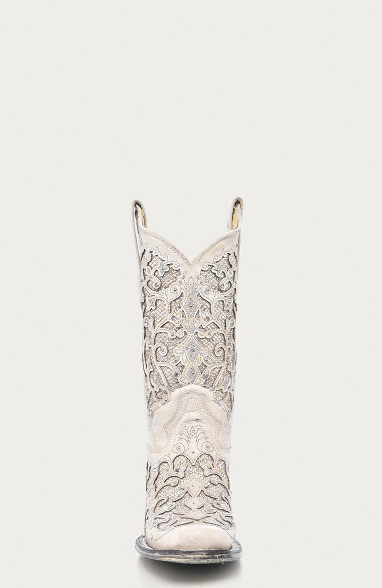 Cowhide Square Toe Western Boots, Alternate, color, White